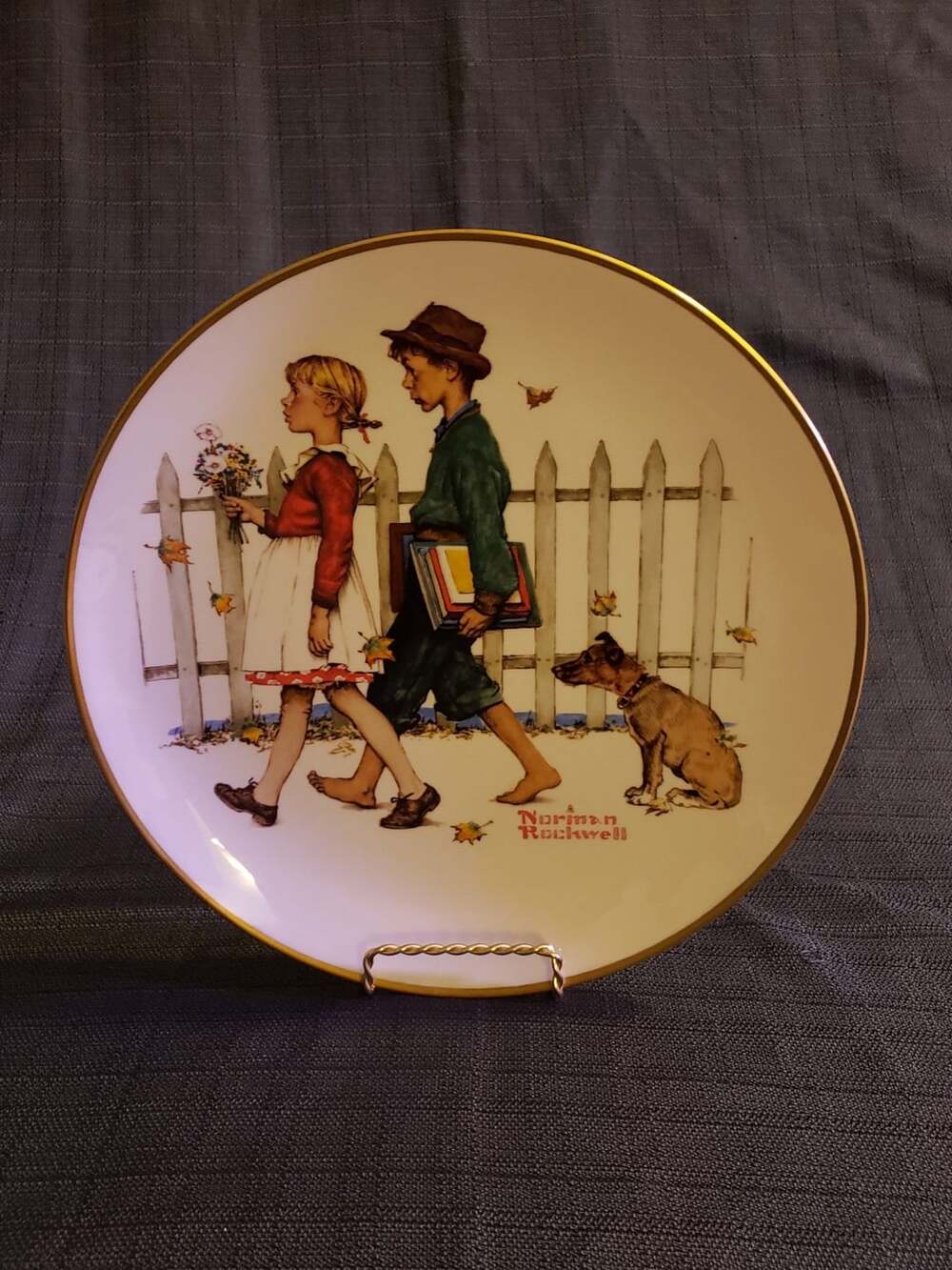 Norman Rockwell Gorham 1972 Collector Plate: Fall A Scholarly Pace